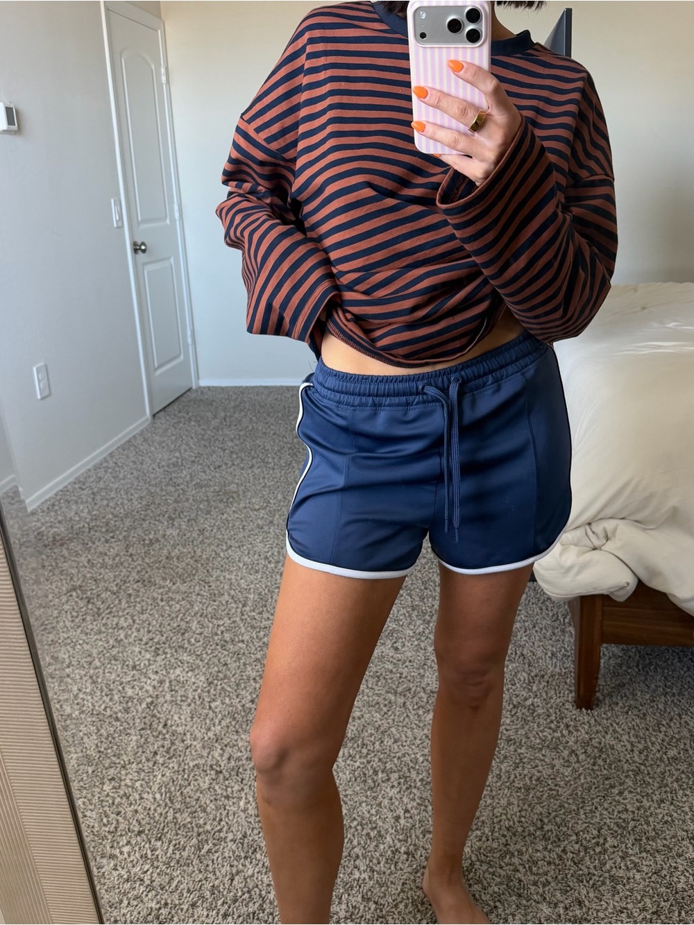 Navy track shorts
